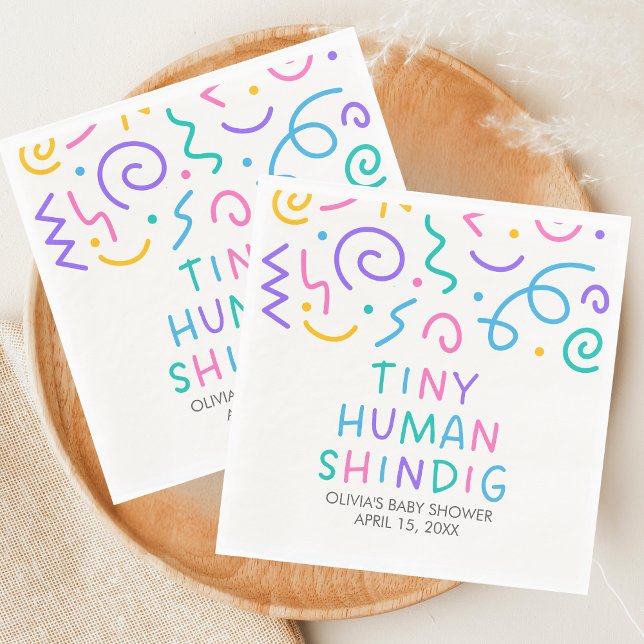 Guardanapo De Papel Tiny Human Shindig Baby Shower (Retro Tiny Human Shindig Baby Shower Napkin)