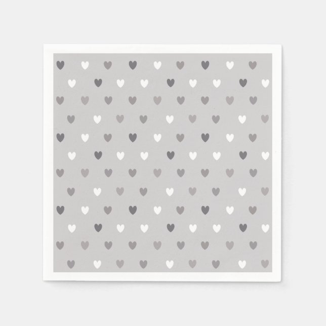 Guardanapo De Papel Tiny polka coração em tons de cinza (Frente)