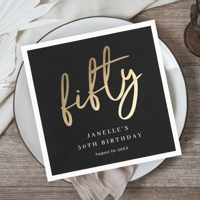 Guardanapo De Papel Tipo Dourado Moderno 50º Aniversário (Criador carregado)