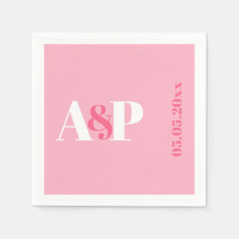 Guardanapo De Papel Tipografia Colorida Rosa Monograma Casamento