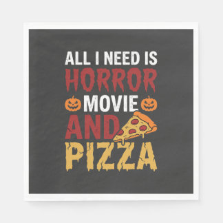 Guardanapo De Papel Tipografia de Filme de Terror de Halloween e Pizza