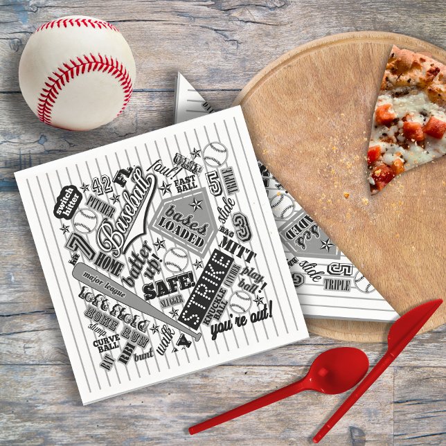 Guardanapo De Papel Tipografia do Baseball Black White Stripes ID770 (Criador carregado)