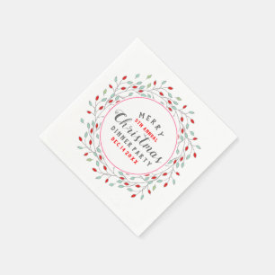 Guardanapo De Papel Tipografia do Natal da grinalda das flores do