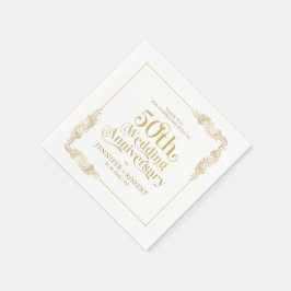 Guardanapo De Papel Tipografia Dourada do 50º aniversário de casamento