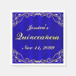 Guardanapo De Papel Tipografia dourada régia elegante Quinceañera