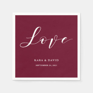 Guardanapo De Papel Tipografia Elegante Marsala Wedding Love
