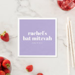 Guardanapo De Papel Tipografia em Negrito Personalizada Bat Mitzvah La<br><div class="desc">Tipografia em negrito personalizada na Lavanda e Bat moderno branco Mitzvah Napkins</div>