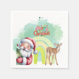 Guardanapo De Papel Tipografia Feliz Natal e Luzes & Veados