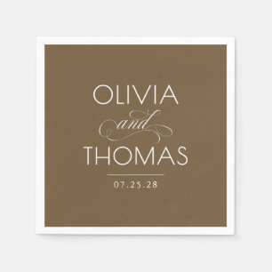 Guardanapo De Papel Tipografia Minimalista Moderna Marrom Casamento