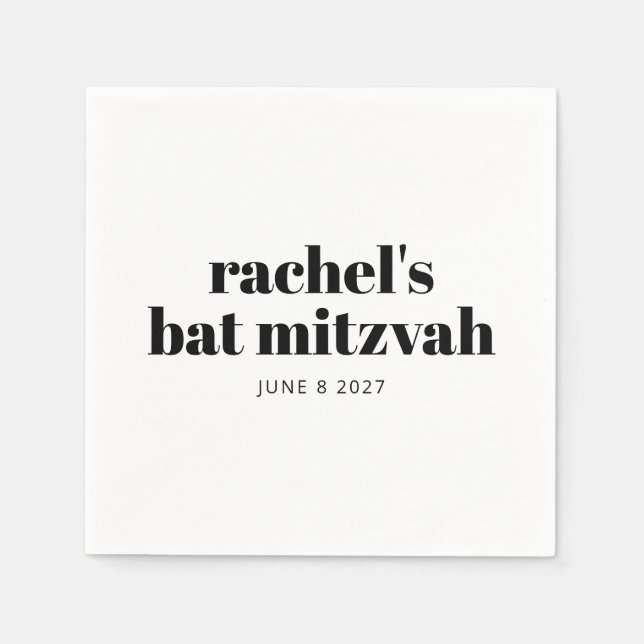 Guardanapo De Papel Tipografia Negra Branca Moderna Personalizada (Frente)