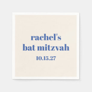 Guardanapo De Papel Tipografia Negrito Ivory Blue Cute Bat Mitzvah