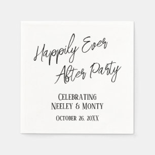 Guardanapo De Papel Tipografia Preta e Branca Feliz Sempre Após Festa