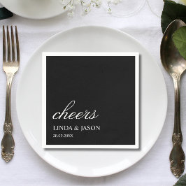 Guardanapo De Papel Tipografia Preta Elegante Casamento Personalizado