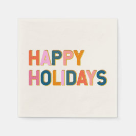 Guardanapo De Papel Tipografia Retro Colorida Decoração Feliz Natal