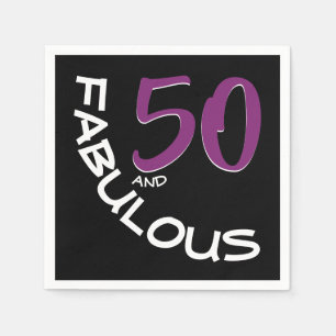 Guardanapo De Papel Tipografia roxa & branca 50 e aniversário fabulos