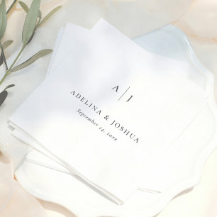 Guardanapo De Papel Tipografia Simples Monograma Minimalista Casamento