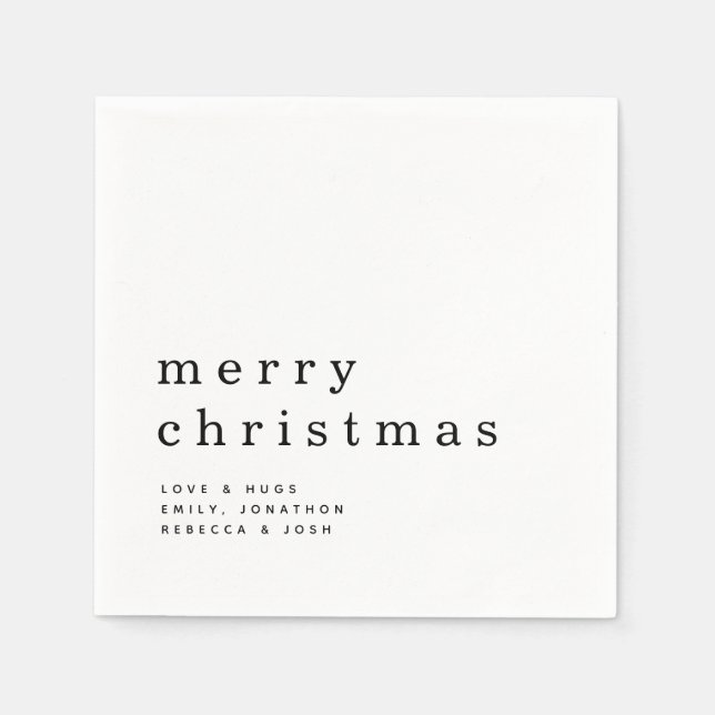 Guardanapo De Papel Tipografia Simples Preta e Branca Feliz Natal (Frente)