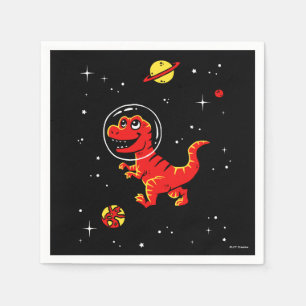 Guardanapo De Papel Tiranossauro vermelho Rex Dinos no espaço