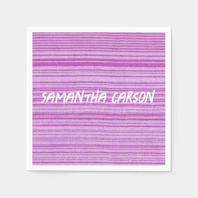 Guardanapo De Papel Tiras cor-de-rosa com nome personalizado (Frente)