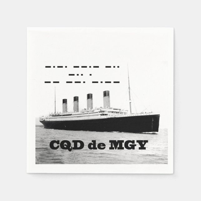 Guardanapo De Papel Titanic CQD de MGY Sinal de socorro sem fio (Frente)