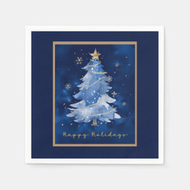 Guardanapo De Papel Title: Happy Holidays Elegant Navy Gold Christmas 