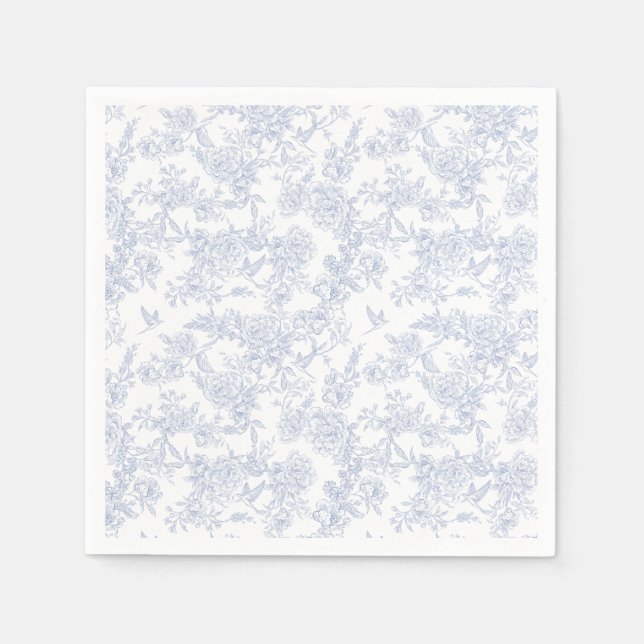 Guardanapo De Papel Toalete Francês Floral Azul Elegante (Frente)