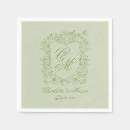 Guardanapo De Papel Toalha de casamento em verde sage com monograma em