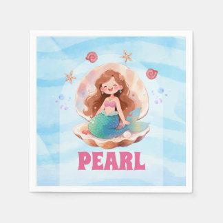Guardanapo De Papel Toalha de papel de sereia em aquarela debaixo do m