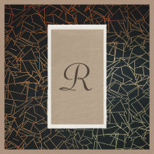 Toalha Monogramada Marrom e Bege Minimalista Cor N