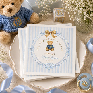 Guardanapo De Papel Toalhas de Bebê Vintage Azul Listras Polo Teddy Ur