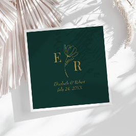 Guardanapo De Papel Toalhas de Casamento com Monograma Floral Verde Es