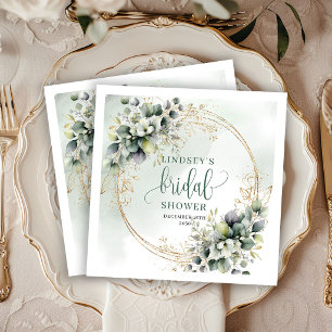 Guardanapo De Papel Toalhas de festa de noivado Greenery Gold Watercol