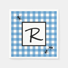 Guardanapo De Papel Toalhas de Gingham Azul Branco Clássico com Formig