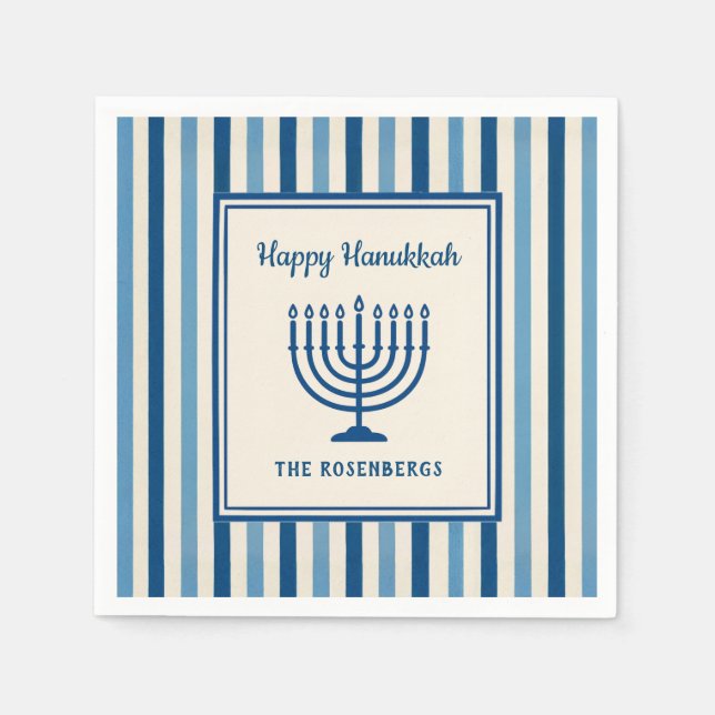 Guardanapo De Papel Toalhas de Hanukkah com Listras Personalizadas na  (Frente)