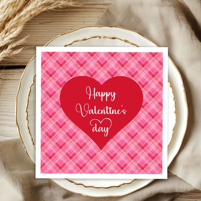 Guardanapo De Papel Toalhas de mesa decorativas com Corações Vermelhos (Sweet Red Hearts Cute Valentine Table Decor Napkin)