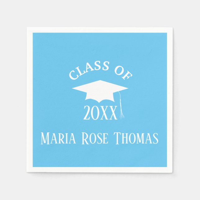 Guardanapo De Papel Toalhas de papel Carolina Blue Grad Cap & Folhas (Frente)