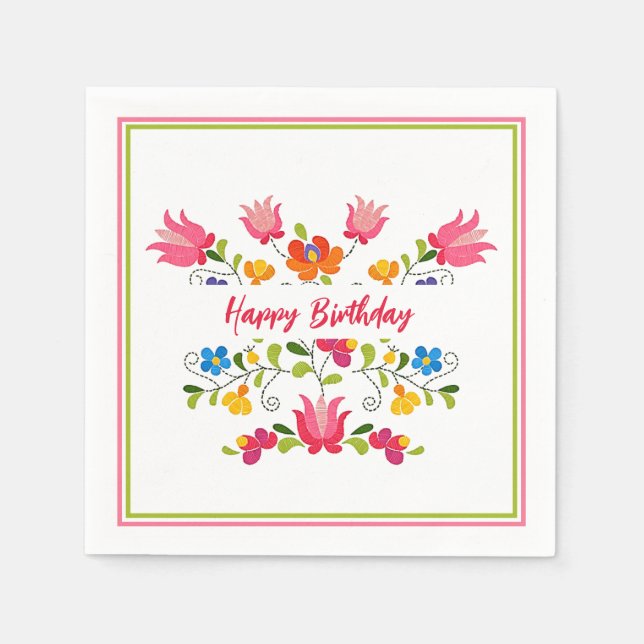 Guardanapo De Papel Toalhas personalizadas com bordado floral (Frente)