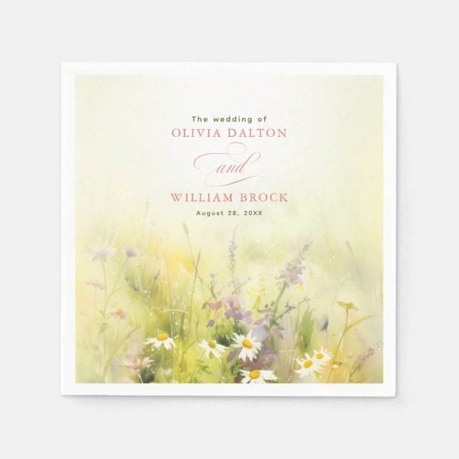 Guardanapo De Papel Toalhetes Elegantes de Flores Silvestres (Frente)