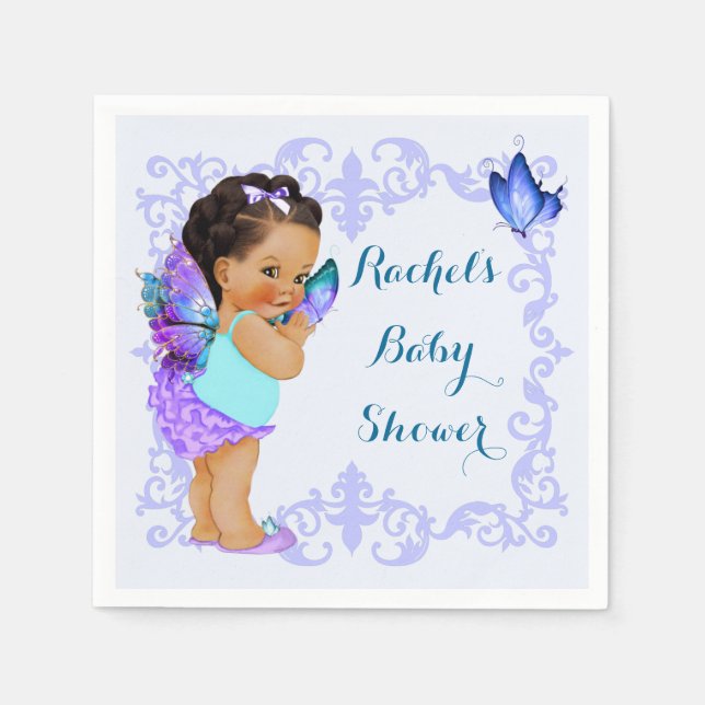 Guardanapo De Papel Toalhetes Lavanda Bebê Menina Princesa Borboleta (Frente)