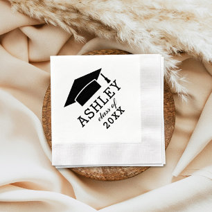 Guardanapo De Papel Toca de Graduação Preta Moderna Festa de Graduação
