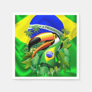 Guardanapo De Papel Toco Toucan com o Brasil FlagPaper_Cocktail_Napkin
