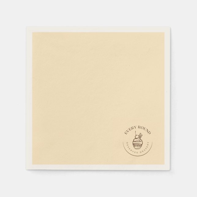 Guardanapo De Papel Toda Rodada Merece Sobremesa | Marrom e Creme (Frente)