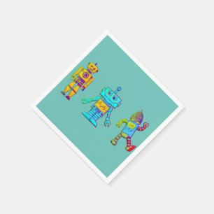 Guardanapo De Papel Toddler Birthday Robot Design