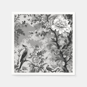 Guardanapo De Papel Toile de Fleur, preto e prateado