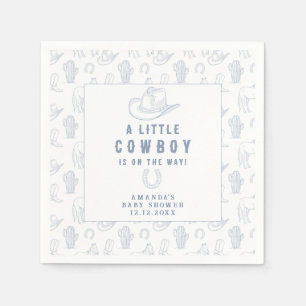 Guardanapo De Papel Toile de Jouy Blue Cowboy Chá de fraldas Ocidental