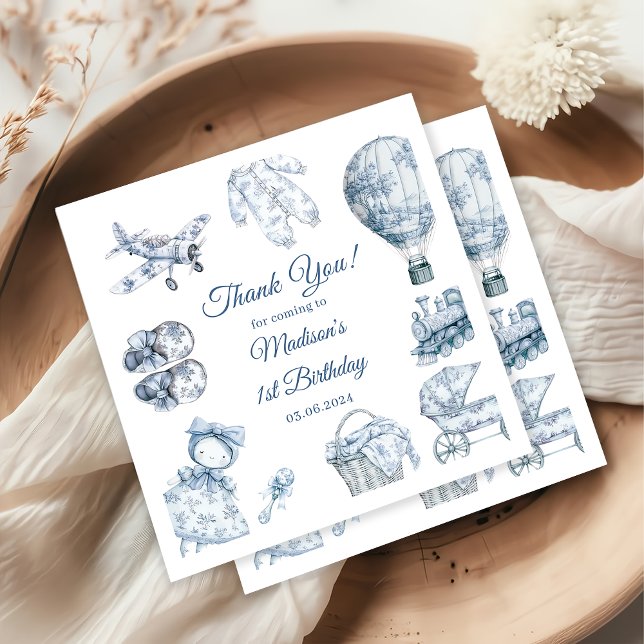 Guardanapo De Papel Toile De Jouy Festa de aniversário Azul (Criador carregado)