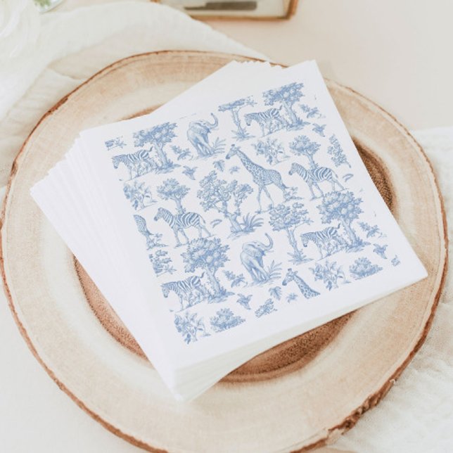 Guardanapo De Papel Toile de Jouy Safari Chá de fraldas azul (Criador carregado)