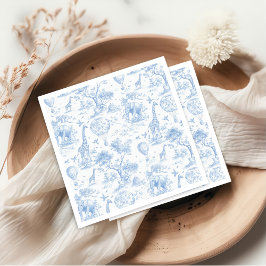 Guardanapo De Papel Toile de Jouy Safari Chá de fraldas Azul Napkins