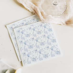 Guardanapo De Papel Toile De Jouy Teddy Bear Dusty Chá de fraldas Azul