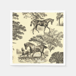 Guardanapo De Papel Toile Elegante Beige Rustic Horses